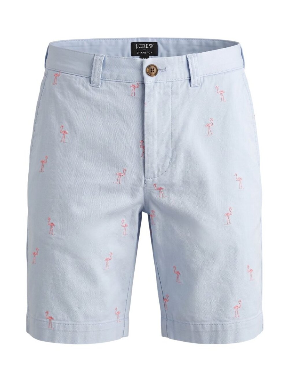 J.Crew Mens Gramercy Light Blue Flamingo-Print Chino Shorts Size 32W